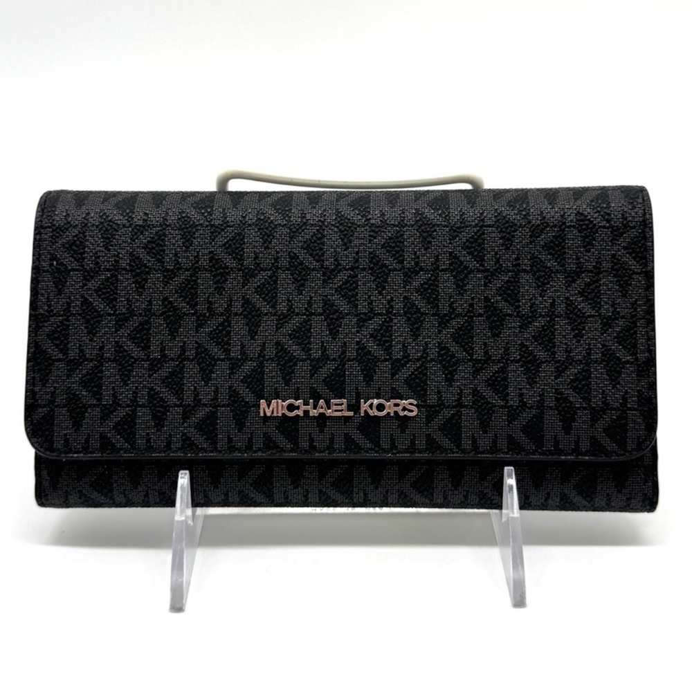 Michael Kors Large Trifold Wallet Black Signature